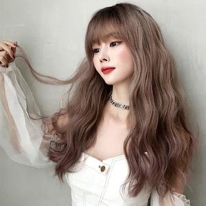 물결펌 긴머리 로맨틱 통가발(애쉬핑크) 파마가발