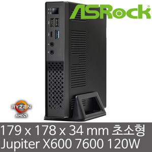 ASRock Jupiter X600 7600 120W Wi-Fi 5 (32GB 램/512GB M.2 Gen4 SSD) 모니터 4대 지원/COM port/무선랜/AMD 라파엘 7600 CPU 장착/두께 34mm 초슬림 미니PC