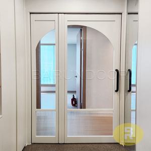 73번 폴딩스윙중문 아치형 영림168 투명+모루세로 강화유리 // 현관중문,시공비포함,소음차단,반려견안전,맞춤제작,아파트빌라중문