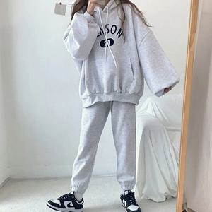 봄 가을 캐주얼 프린팅 데일리 여자 후드 티셔츠 셋업