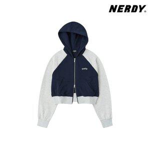 [널디][25년 신상] 널디 우먼스 래글런 크롭 후디 집업 FM1PNES25HD0216-NAVY
