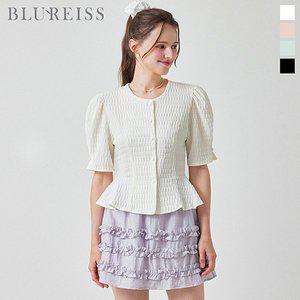 [블루레이스]퍼프 소매 페플럼 블라우스_BI5M1BL5131