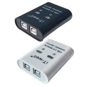 IT-Well USB 프린터 공유 장치, 2 in 1 Out 프린터 공유 장치, 2 포트 수동 KVM 스위칭 스플리터 허브 컨버