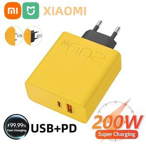 샤오미 호환 200W 초고속 충전기 USB PD 2 IN C타입 고속 GAN 휴대폰 아이폰 화웨이 삼성기기 OPPO EU 미국 플러그