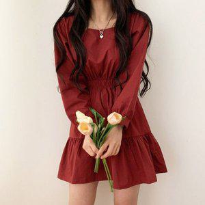 [하젤]비욘느 골덴 스퀘어넥 코튼 미니원피스_F1397