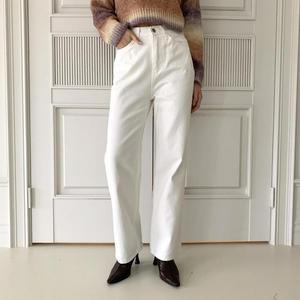[VY] 여자 데일리 넓은 흰색 롱 면원단 진 팬츠