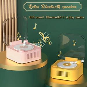 레트로 블루투스 휴대용 스피커, 빈티지 CD 플레이어 디자인, 블루투스 Mp3 음악 플레이어, 지지대 Tf 카드