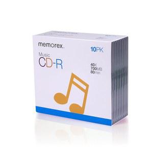 Memorex 700MB /80분 40배 음악 CD-R 미디어(슬림 주얼 케이스 포함 10팩)