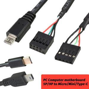 PC 컴퓨터 메인보드 9P-마이크로 USB- 2.54mm 5Pin USB 데이터 코드 알루미늄 호일 + 짠 메쉬 케이블