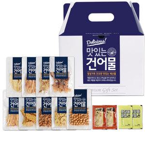 해맑은푸드 맛있는 건어물 9P+소스4P 캠핑 피크닉 모듬안주 세트, 360g, 1세트