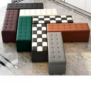 벤치 의자 병원 사각 큐브 드레스룸 소파 수납 스툴 (100x40x40cm/수납형)-그레이(가죽)