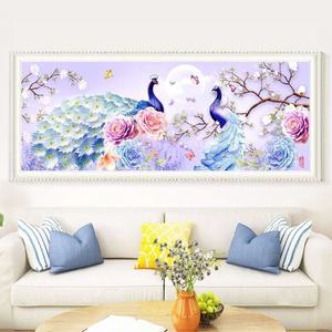 보석자수나라 대형 보석십자수 AB비즈 큐빅 구슬 공작새3 패브릭원단형 120x50cm 150x65cm