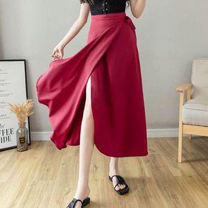 [제이큐]여성 여름 롱 랩스커트 A라인 데일리 쉬폰 긴치마 1P