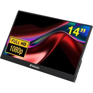 버바팀 포터블 모니터 14인치 USB C HDMI 풀 HD 1080P IPS 디스플레이, 노트북 및 게임 콘솔용 킥 스탠드 조절 가능
