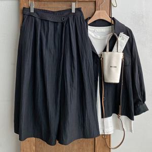 주름치마 바스락 아노락 밴딩 아메카지 랩스커트 큐롯팬츠