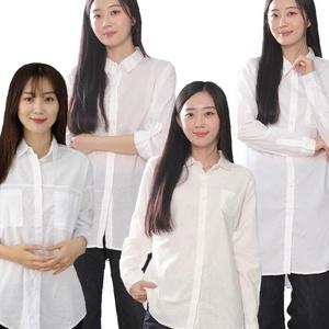 여성 오버핏 흰색 셔츠 남방 캐주얼 국내생산 아이보리 출근룩 정장 가을 면접 화이트 버튼 여름 루즈핏 오피스룩 베이직 사계절용 기본 봄 오픈카라블라우스