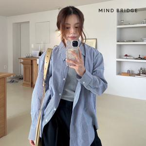 마인드브릿지 코튼스트라이프오버핏셔츠 MZWS3220