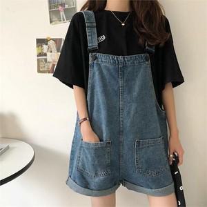 [오노마] ONM 데님멜빵반바지 중청 와이드핏 귀염 코디 여사친룩  8436395)