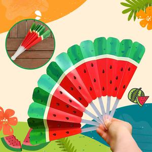 접이식 화이트 여름 수박 부채 꾸미기 채색공예 스티커 꾸미기 DIY 색칠놀이