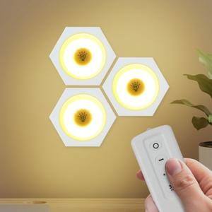 홈앤 LED 붙이는 조명 무드등 3개입 웜색 리모컨 포함/부착식/led/등/라이트/무선/터치/조명등/부착형/부착