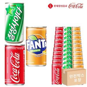 콜라190&사이다190&환타190ml x 각10개(총30개) 안전박스포장 3가지혼합 탄산음료 미니캔 캔음료