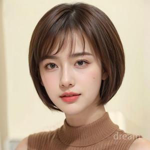 여성 중년 가발 항암가발 단발머리 통가발