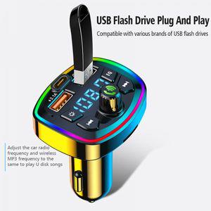 차량용 시거잭 충전기 자동차 무선 5.0 블루투스 FM 송신기 MP3 USB 3.1A 유형-C PD 어댑터 전화 펜 드라이