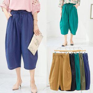 마미소 에버 항아리 바지 마40 면50 7부 리본 체형커버 엄마 할머니 빅사이즈 40 60 마담 중년 여성 옷