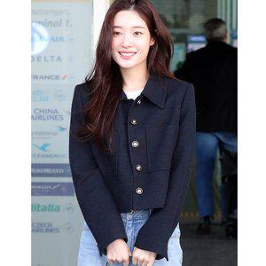 [온앤온](강남점)[정채연 착용]탈부착 카라 트위드 크롭 자켓 NEW4XJ209