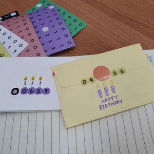 폴꾸 다꾸 손글씨 체 숫자 스티커 6P 세트 번호 인덱