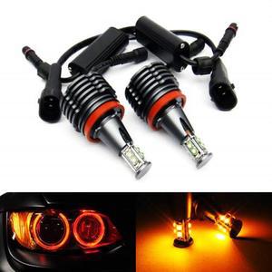 엠버 LED 엔젤 아이 헤드라이트 헤일로 링 DRL H8 전구, 80W 캔버스, E90 E71, 2x