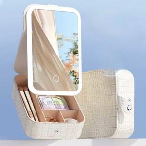 가방 거울 LED 블랙 대용량 led 메이크업박스 여행용 다기능 16인치 화장대
