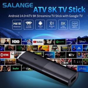 안드로이드 14 ATV 스마트 스틱 지원 8K 비디오 BT5.0 WiFi 6 Allwinner H618 쿼드 코어 Cortex A53 음성