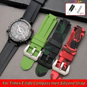 Timex E-tide Compass 손목 밴드 T2N739 T2N720 볼록한 입 16mm 스트랩 방수 실리콘 남성용 시계 팔찌