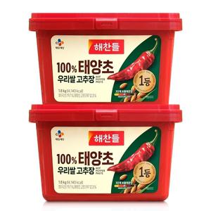 해찬들 100 퍼센트 태양초 우리쌀 고추장 1.8kg 2개