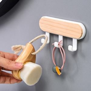 자석 우드 행거 나무 후크 마그넷 열쇠 걸이 무타공 냉장고 옷걸이 소품 고리 홀더 현관문 행어 원목 강...