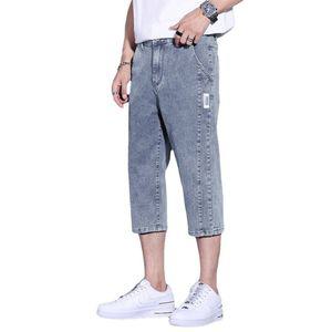 남성 데일리 배기핏 바지 여름 7부 쿨 데님팬츠 통기성 스판 링클 청반 스포M2