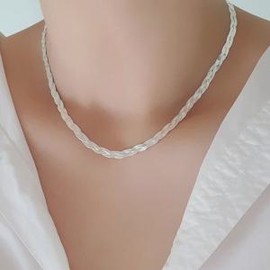 925실버 뱀줄 꽈배기 체인 은목걸이