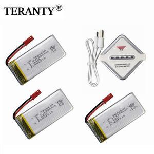 리포 배터리 및 충전기 세트, SP650 항공 사진 UAV 쿼드콥터 예비 부품, RC 헬리콥터 3.7V, 1200mah
