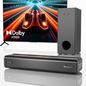 스마트 TV Dolby Atmos 2.1CH 무선 블루투스 3D 서라운드 사운드 바 딥 베이스 조절식 홈 시어터 시스템 스피커가 4K 및 HD TV와 함께 작동하는 소닉 블래스트