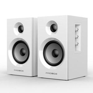 Probox BT16 액티브 책장 스피커 3.5인치 우퍼, 1인치 트위터, 60W RMS-블루투스 5.3, 내장 24비트 DAC 다이내믹 3D 2.0 서라운드 사운드, 컴퓨터 게이밍 PC 스피커 - 흰색