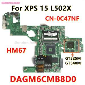 DAGM6CMB8D0 메인 보드 dell XPS 15 L502X 노트북 마더 보드 GT525M GT540M GPU N12P-GE-A1 HM67 CN-0C47NF