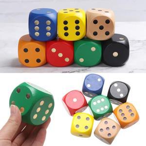 솔리드 우드 포인트 엔터테인먼트 아이템 6 면 게임 라운드 체 소품 나무 주사위 큰 색상 5cm 1pc