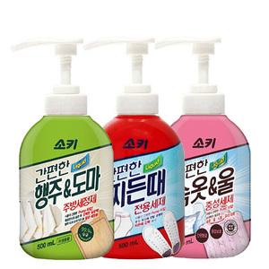 무궁화 소키 간편한리퀴드 전용세제 3종 (찌든때+행주+속옷)500ml x3개