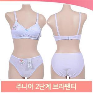 주니어 2단계 브라팬티 세트 B컵 노와이어 블루 핑크