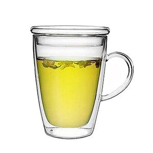 바오 뚜껑 유리컵 300ml 이중유리 머그잔