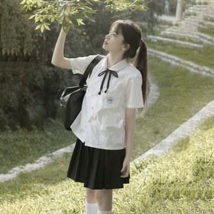 대만교복 칸타유니버스 졸업사진 반팔 여성 상견니 컨셉 세라복 블랙스커트 드라마의상 넥 XS