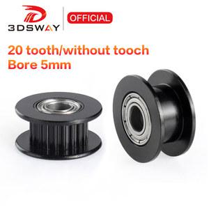 3DSWAY 2GT 20 톱니 동기 GT2 I3 3 6MM 아이들러 벨트 링 풀리 휠 CR10 폭 보어 검정색 5mm 밍 Ender