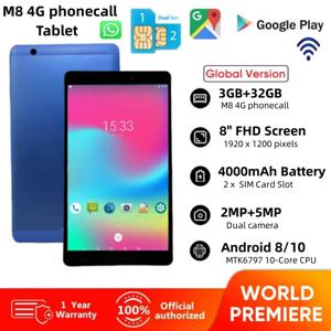 인기 판매 8인치 4G 전화 통화 안드로이드 8/안드로이드 10 태블릿 듀얼 SIM 카드 3GB RAM 32GB ROM 10코어 MTK6797 1920x1200 픽셀 GPS