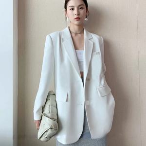 흰색 정장 재킷 여성 2025 새로운 한국어 버전 느슨한 온라인 연예인 캐주얼 전문 패션 작은 정장 재킷